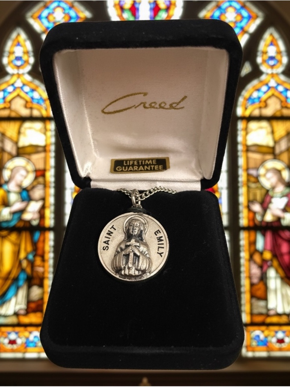 Creed Silver Saint Emily Medal. 925 sterling silver